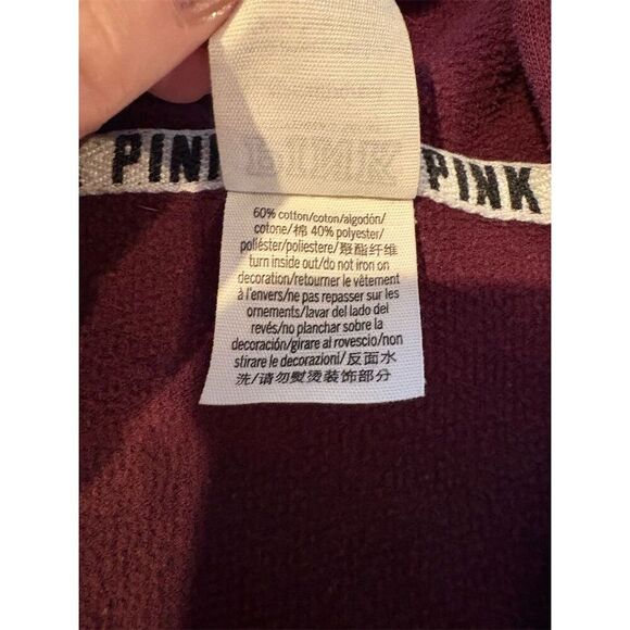 Victoria's Secret PINK Women's Maroon Full Zip Hoodie Jacket Size S - Picture 9 of 10